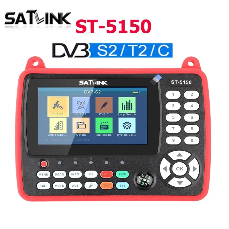 Satlink ST-5150 DVB-S2 +DVB-C+DVB-T2 Combo MPEG4 h.265 Satellite Finder Meter H.265 HEVC MPEG-4 QPSK 8PSK 16APSK 4.3 Inch TF