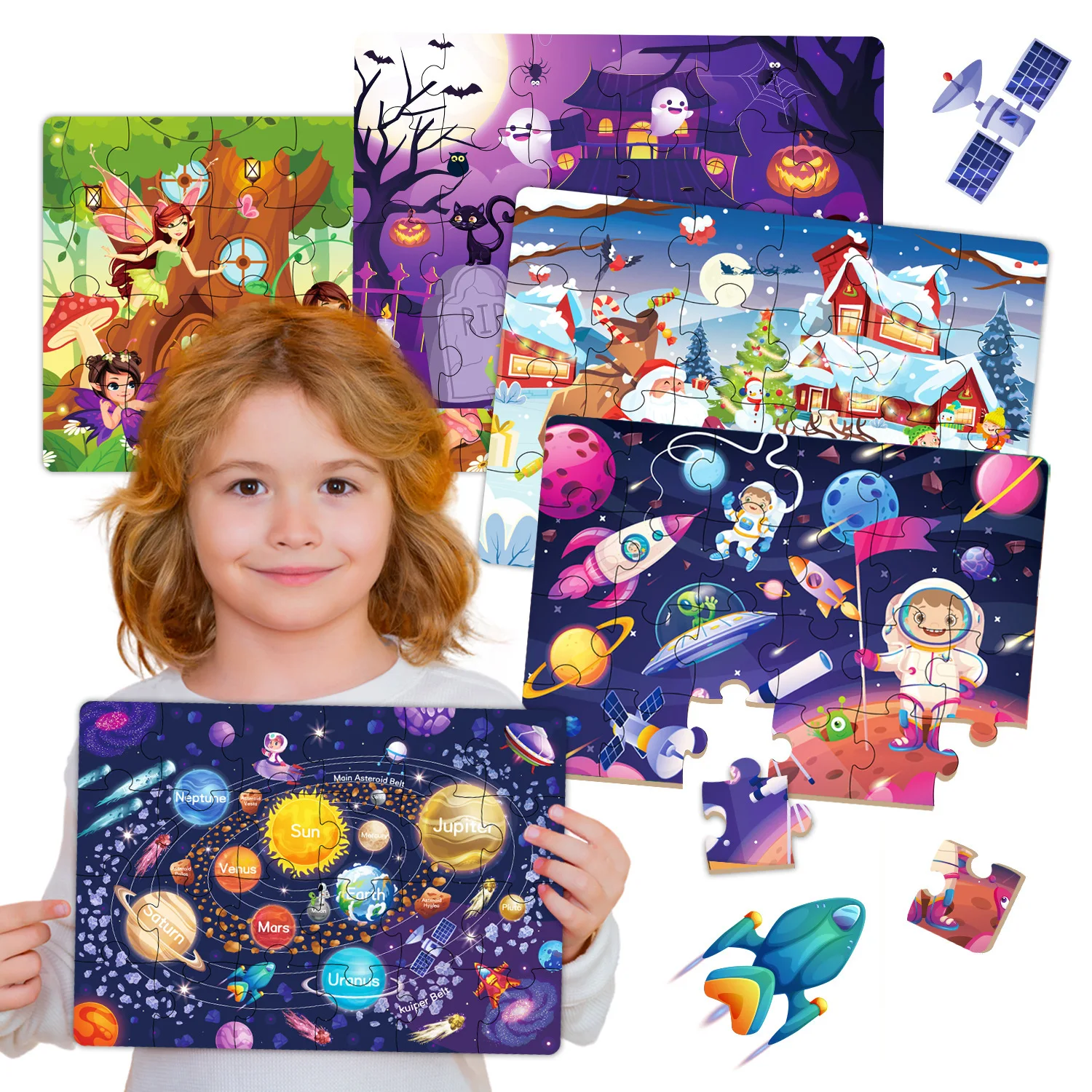 

Solar System for Kids, 71 Piece Space Jigsaw Floor Puzzle for 3+ Year Olds, Giant Round Space Jigsaw Puzzles Boys Girls, Present
