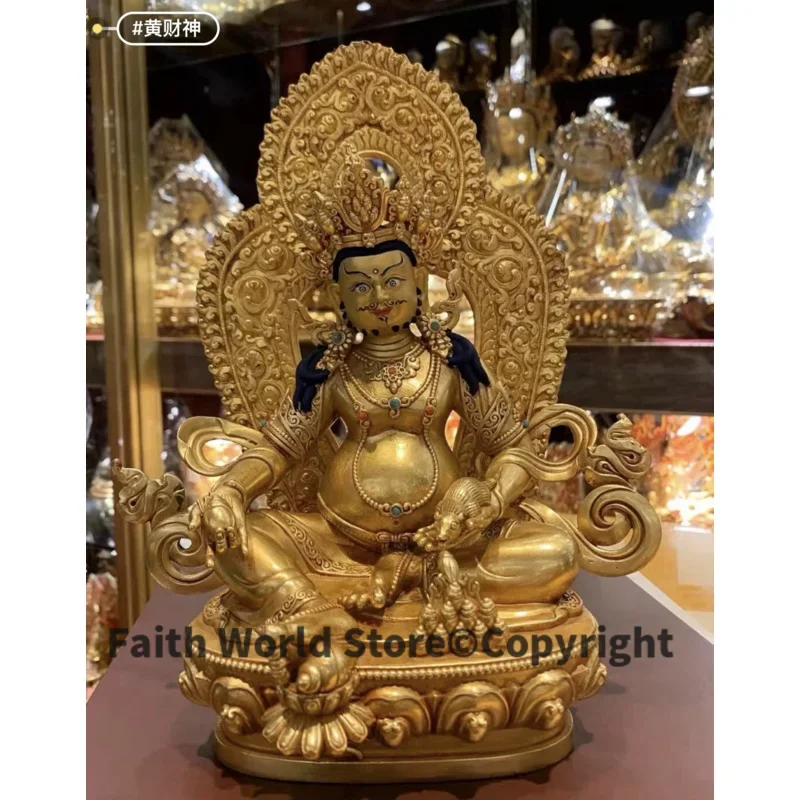 Buddhism High quality gilding Yellow Jambhala fortune god Buddha copper statue HOME family protection bring good luck money