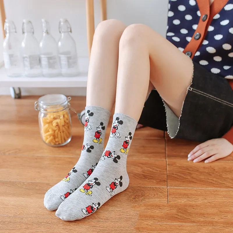 Disney Anime Mickey Mouse Socks Kawaii Minnie Cotton Socks Cartoon Sports Comfort Woman Socks Children Gifts