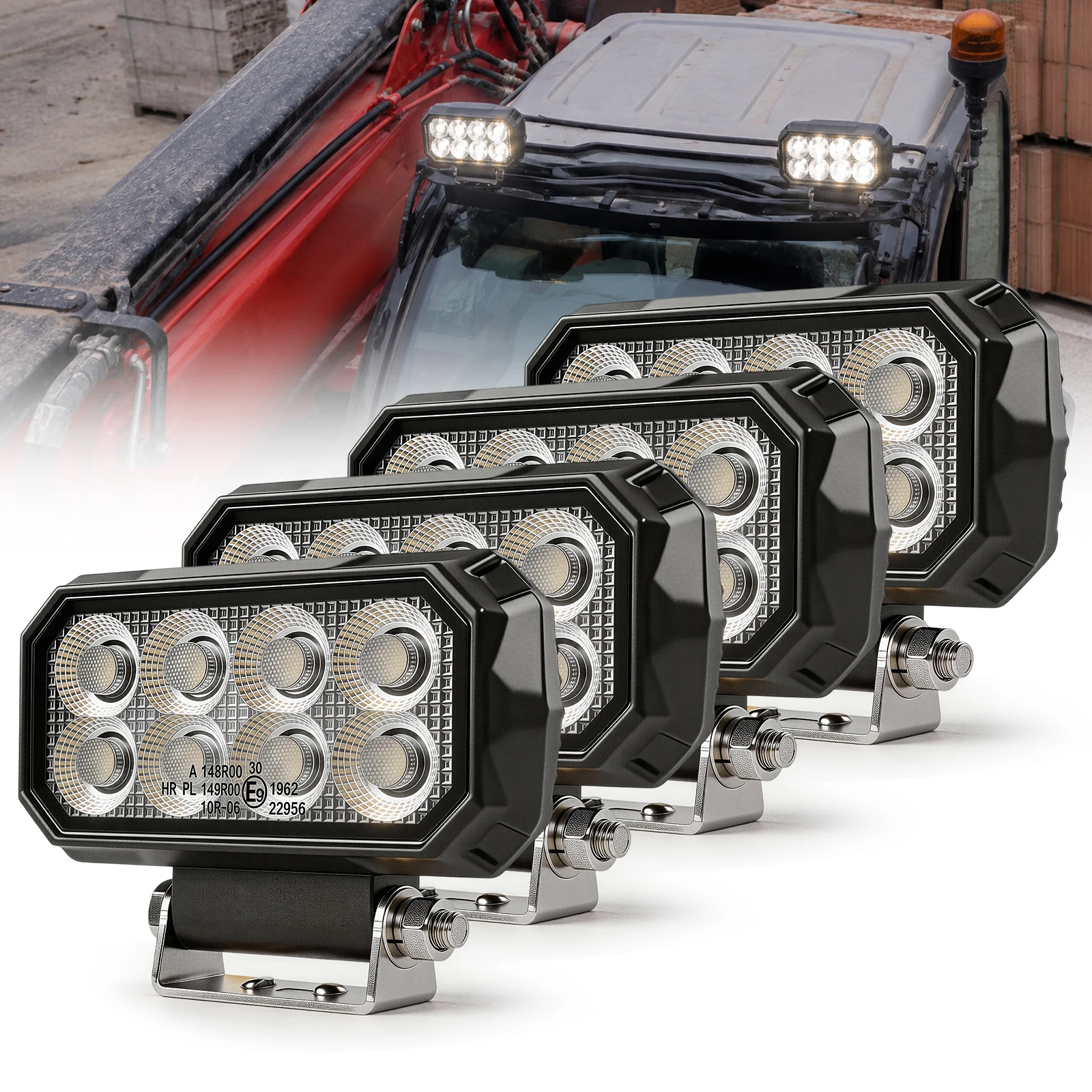 UNISHINE Projecteur de travail LED pour tracteur 5 pouces, lampe de travail pour camion 6500K, ampoule étanche pour chariot élévateur et ingénieur, utilisation tout-terrain pour camion et VTT 12V 24V