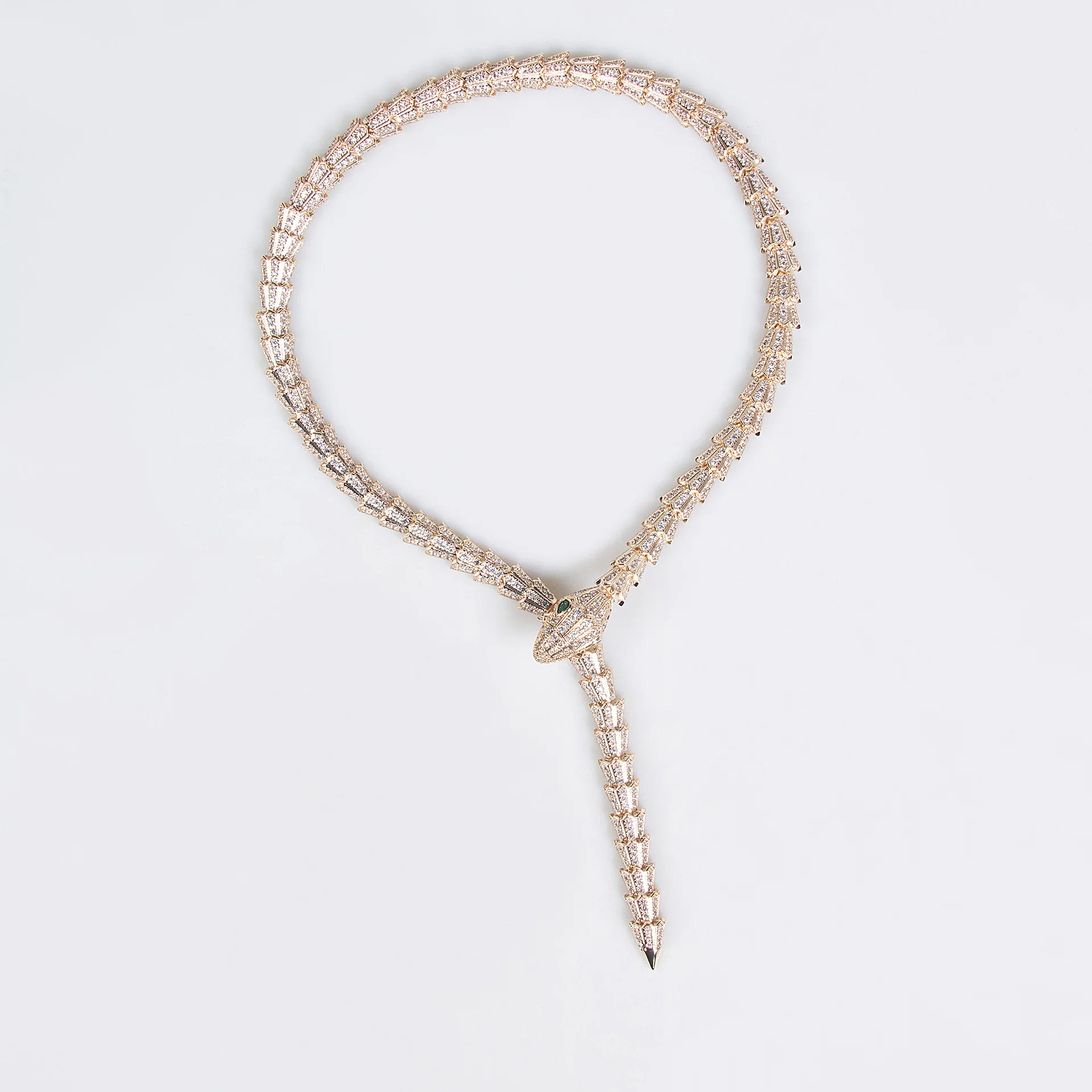 

Fashion Micro Zircon Serpentine Snake Necklace And Earring Jewelry Set for Women Elegant Banquet High Spirit Accessory Combo