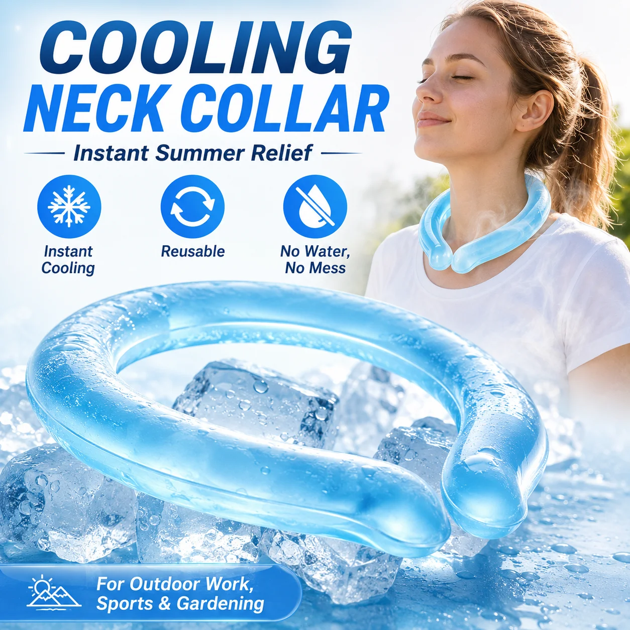 Cooling Neck Ring Ice Collar Summer Cooling Band Women Outdoor Heat Relief Neck Cooler Portable Reusable Cold Therapy Accessory