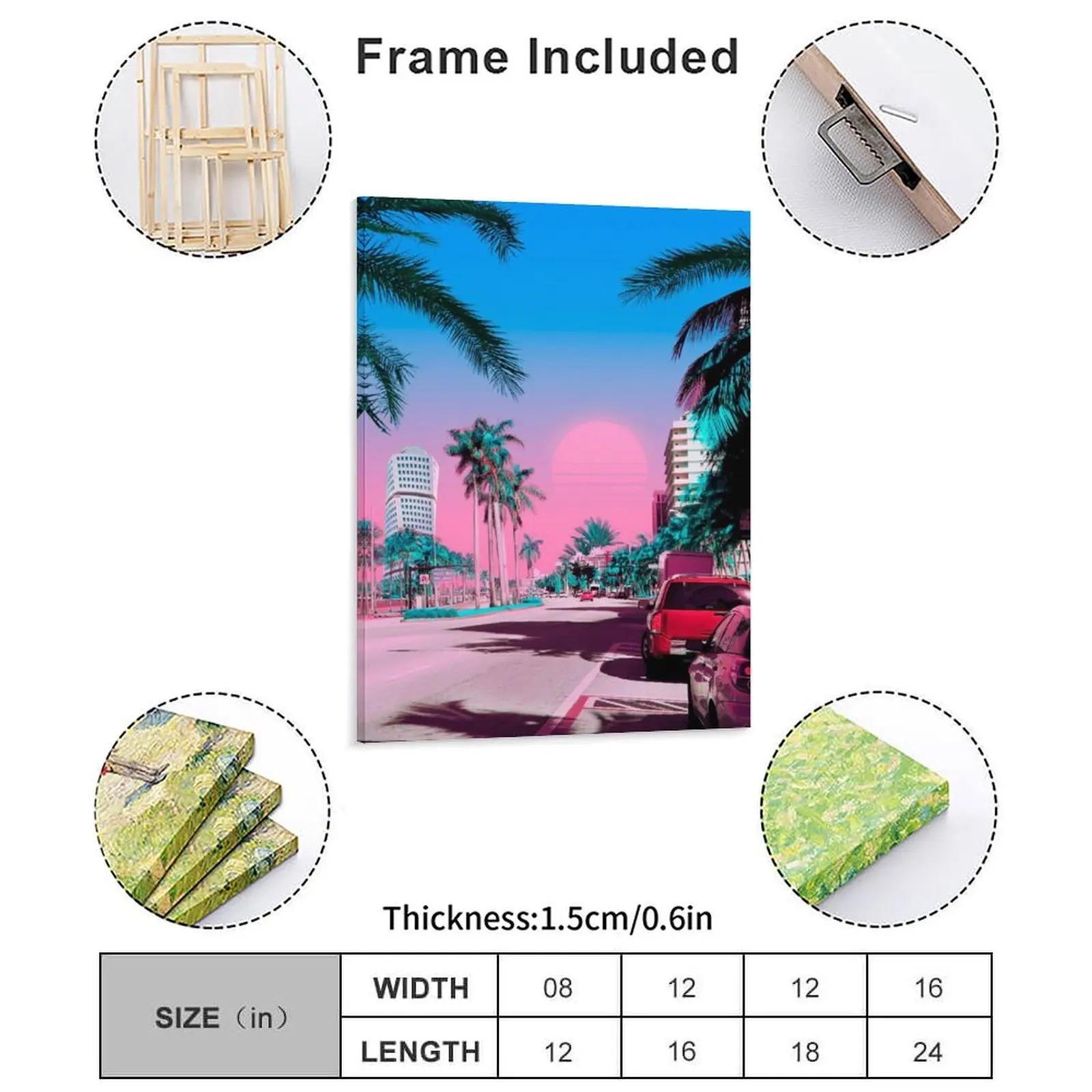 Picture 3: Miami Vice City Canvas Painting Pub Cave Personalized Home Wall Mural Framed Wall Paintings