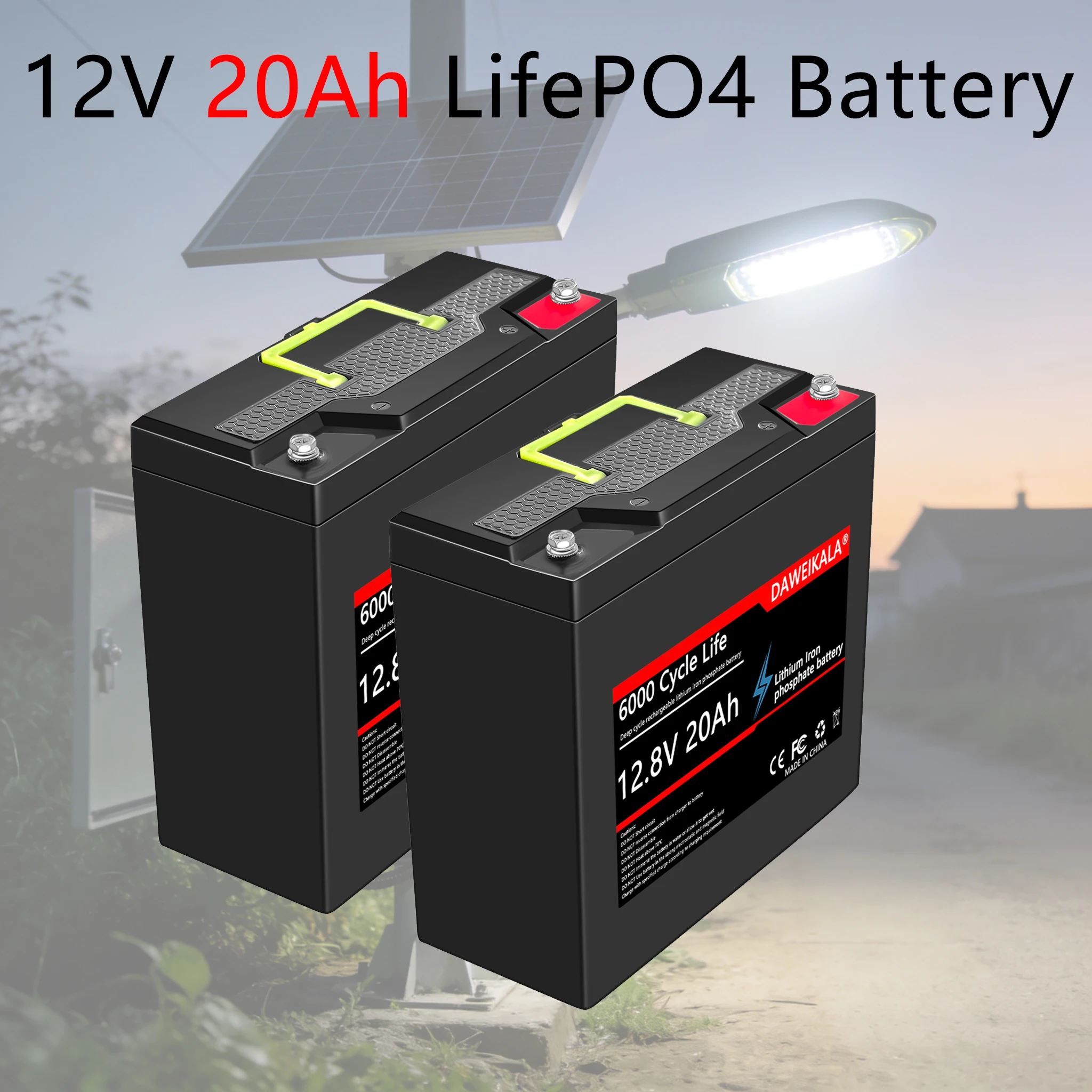 Verbesserte 12V 20Ah LiFePO4 Lithium-Batterie, wiederaufladbare Tiefzyklus-Stromquelle mit 30A BMS, Ersatz für Elektrofahrräder, Bootsmotoren, Wohnwagen/Wohnmobile und E-Motorräder, leicht, direkt ab