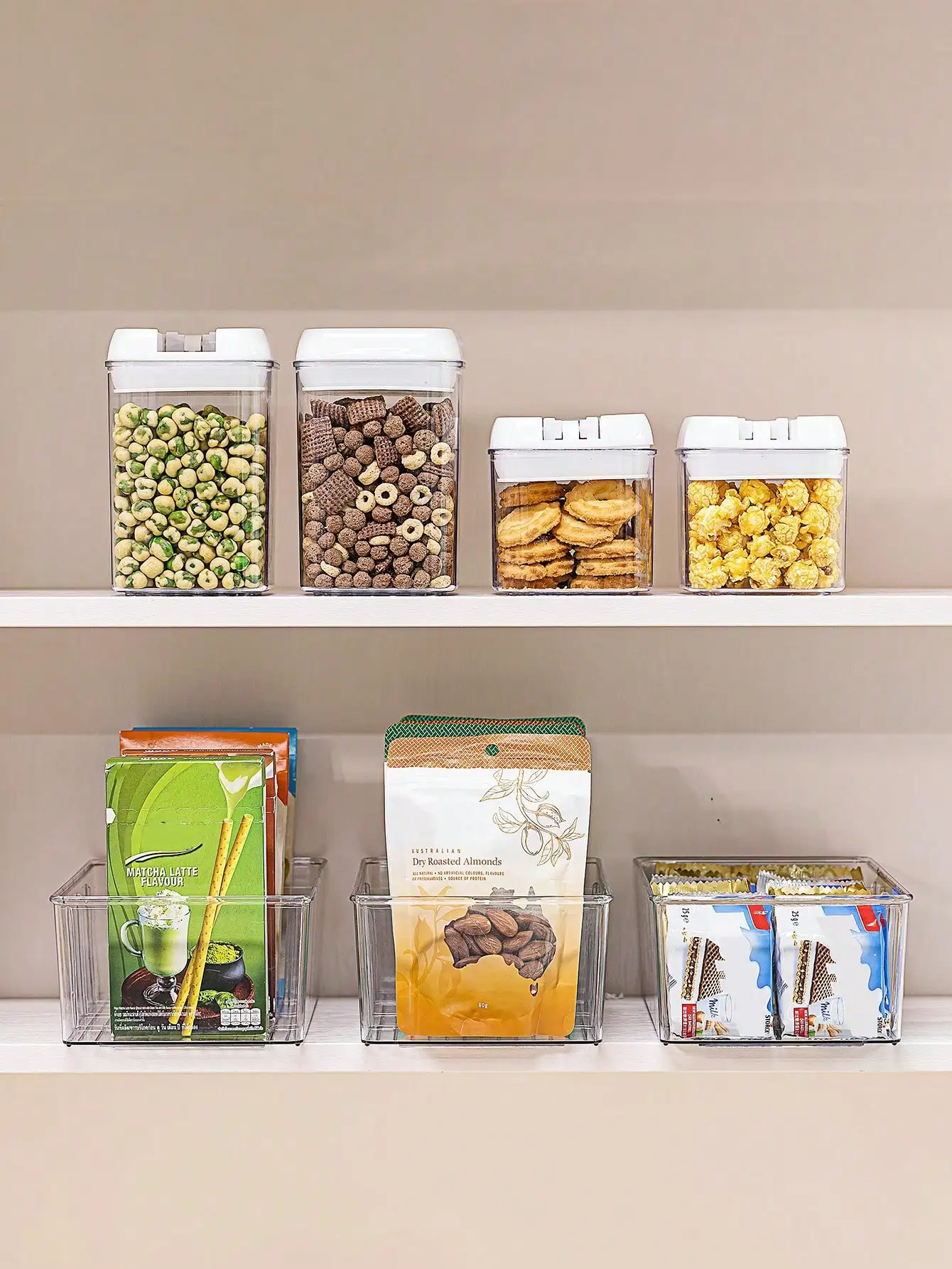 Food Storage Organizer Bins Clear Plastic Bins for Pantry Kitchen Fridge Cabinet Organization 4 Compartment Holder