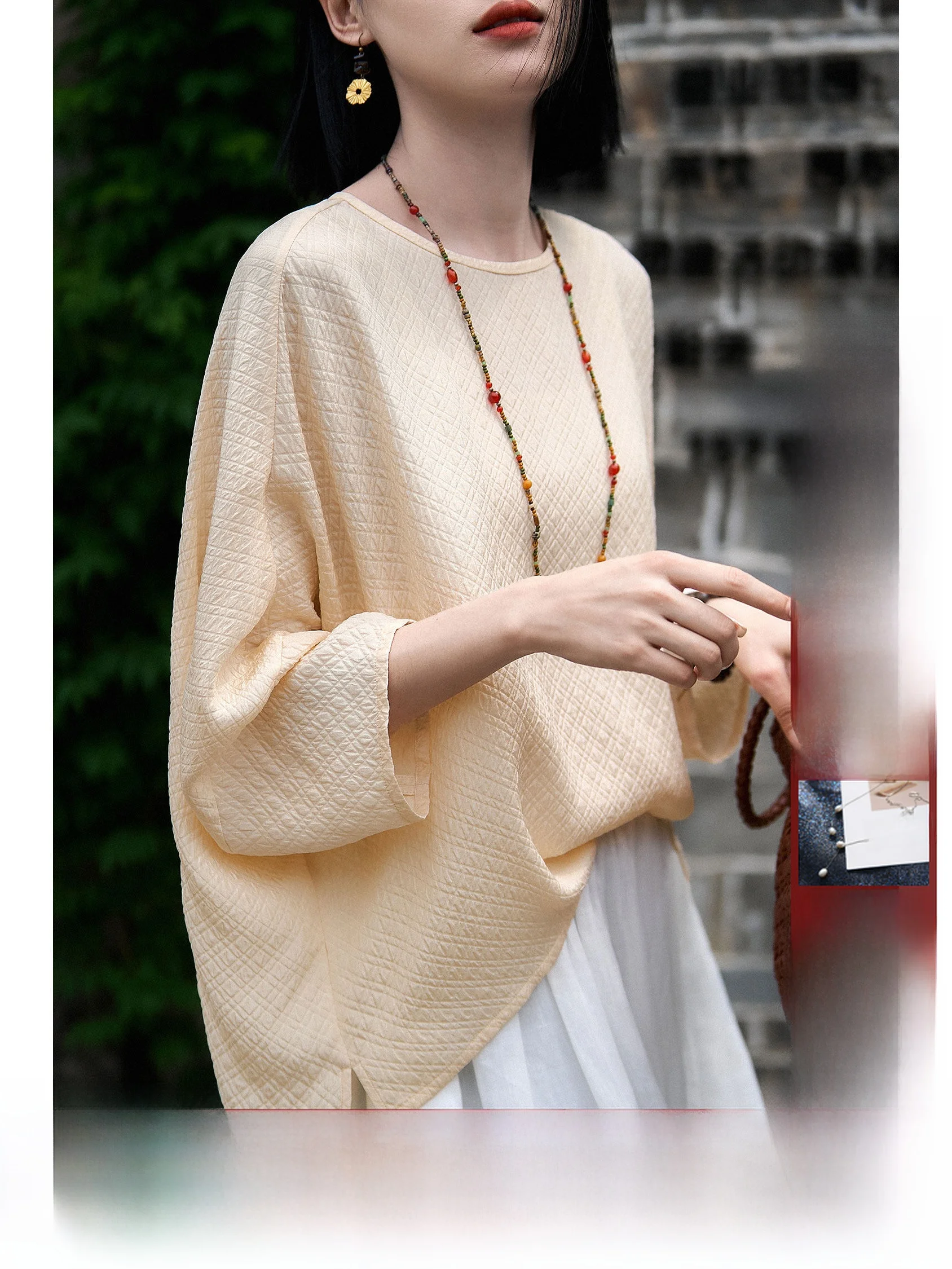 

Двухслойная шелковая блузка с круглым вырезом для женщин, офисный стиль, однотонная, устойчивая к деформации