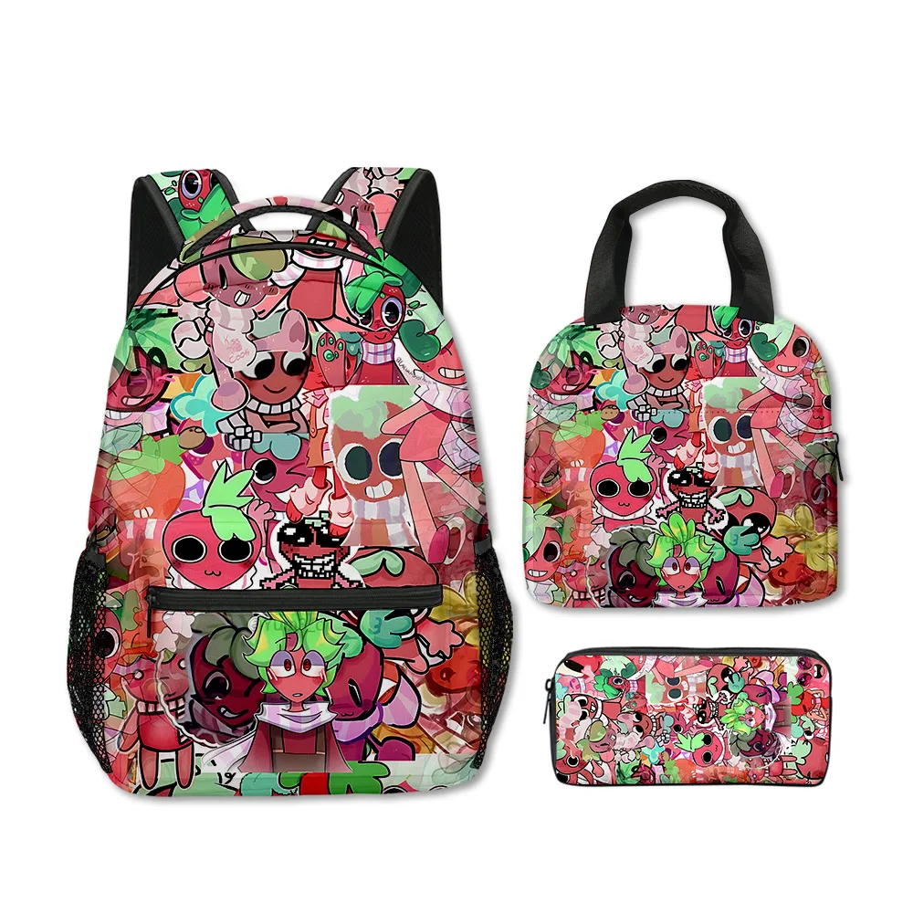 

Luxury Novelty Cool Dandy's World 3D Printed 3pcs/Set Student School Bags Laptop Backpack portable Lunch bag Pencil Case