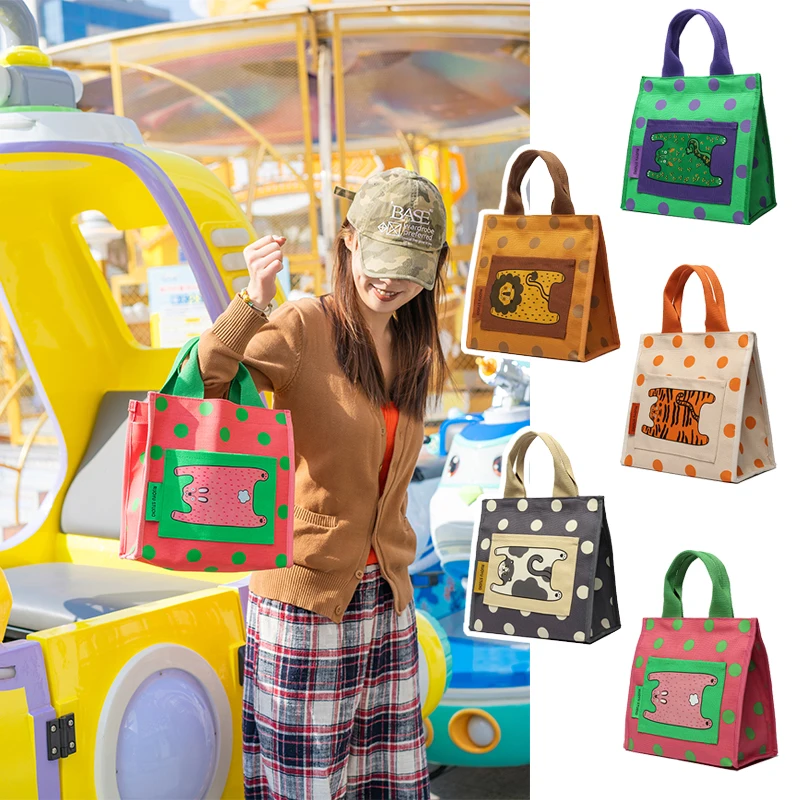 

Portable Original Design Canvas Bag RUOYUSTUDIO Faionable Handbag for Youth Leisure Magnetic Bule Closure Medium Size