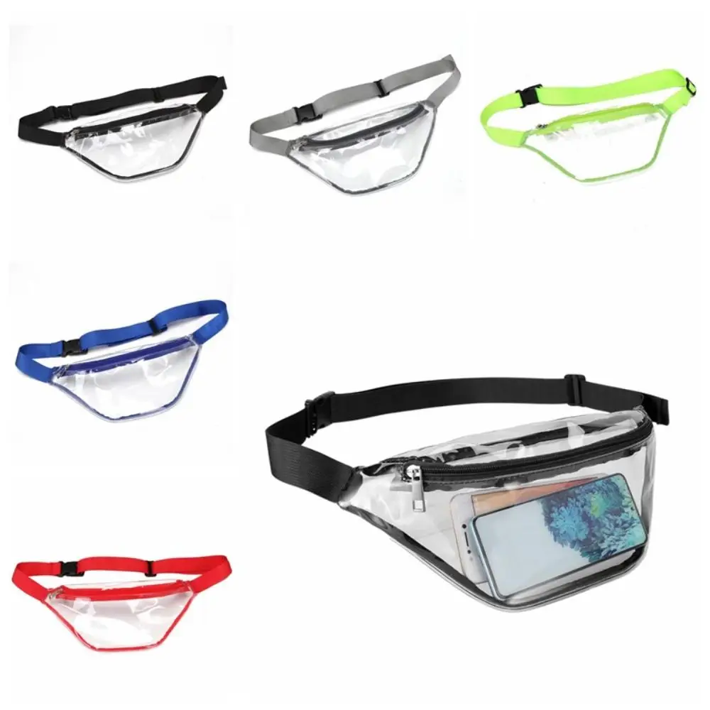 Waterproof Transparent Waist Bag Zipper Water-Sprinkling Festival PVC Chest Bag Half Moon Belt Bag Shoulder Bag