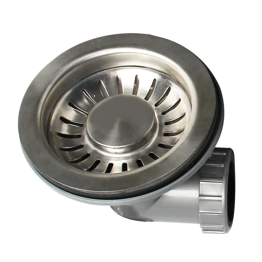 Picture 6: Stainless Steel Kitchen Drain Pipe 114mm Back Drain System Easy Install Leak Resistant For Home Dual Filter System Drain Straine