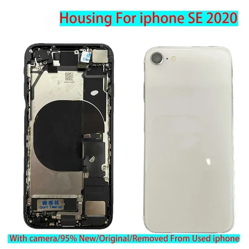 FOR iPhone SE 2020 Back Housing Battery Cover No  LCD Screen Rear Camera Middle Frame Replacement Part Removed From Used Phone