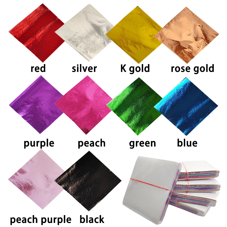 Supply 100 Sheets/Bag Colorful Gold Foil Leaf Set 10 Colors 10 Sheets/Colors for Nail Art Decoration Phone Case Epoxy Resin DIY