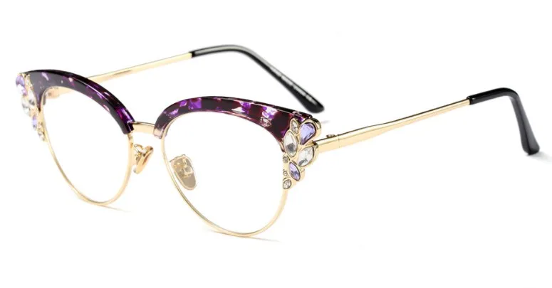 Damen Diamant Cat Eyes Brillengestelle Damen Markendesigner Optische Brillen Mode Brillen Computerbrille 45259 Ccspace
