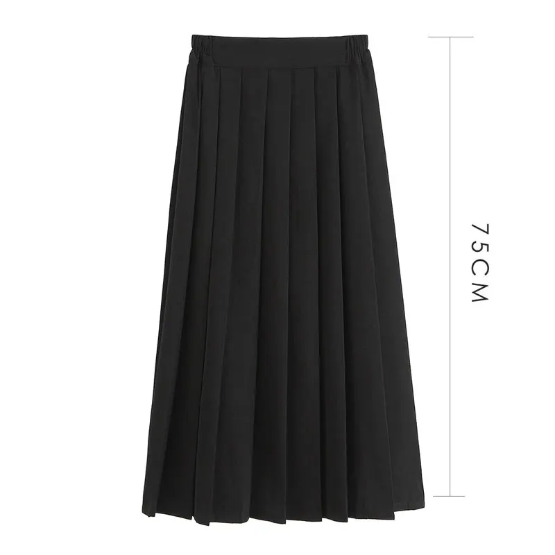 Japanese School Uniforms 75CM Long Dress Girls High Waist Pleated Skirt Long JK Suit Black High School Student Women Clothes