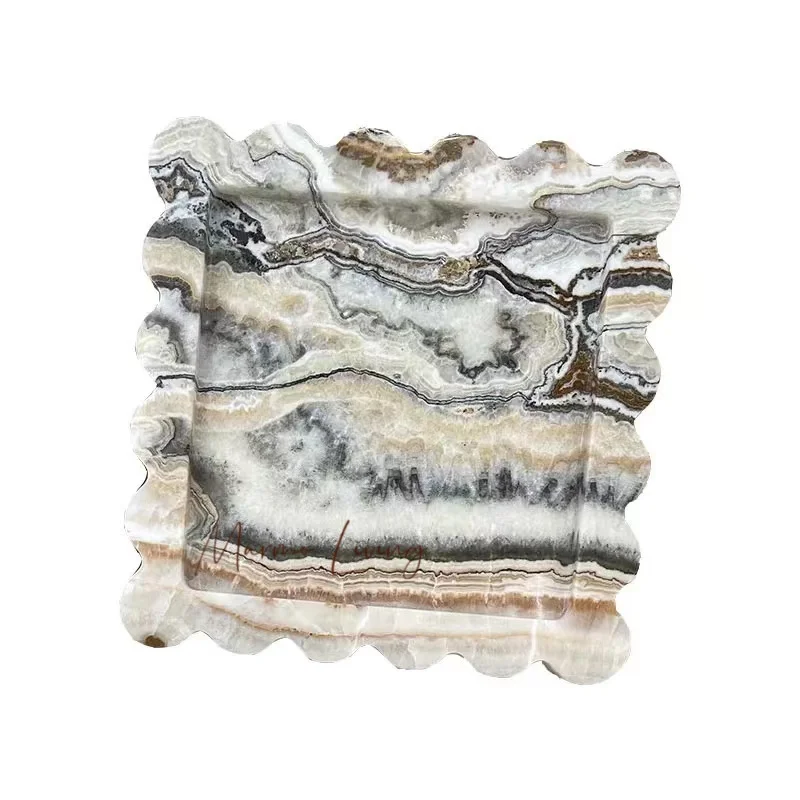 French Vintage Wabi Sabi Natural Marble Tray Korean Blogger Designer Ins Style Storage Aromatherapy Tray