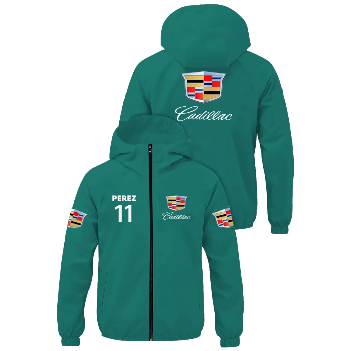 

2026 Cadillac stitching color zipper hooded jacket motorcycle suit versatile casual windproof