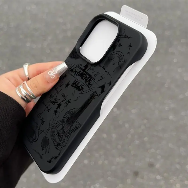 Black Guitar For IPhone 16 Pro Max Phone Case Borderless 15 Pro 14 13 12 Anti Drop 11 XS Silicone Shockproof TPU Soft Cover