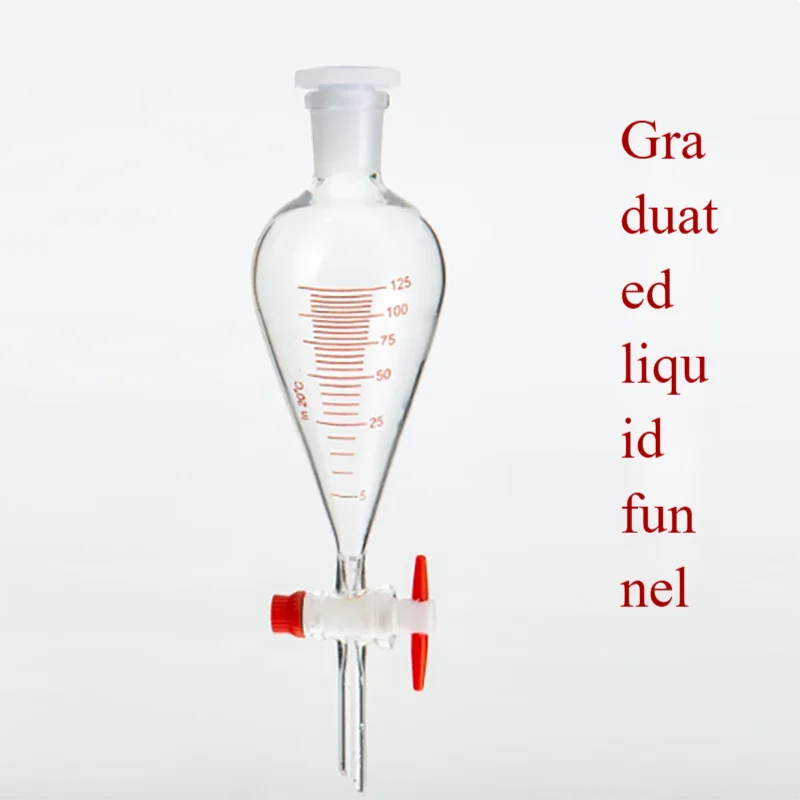 Graduated PTFE piston pear-shaped glass separatory funnel 60ml125ml250ml500ml1000ml2000ml