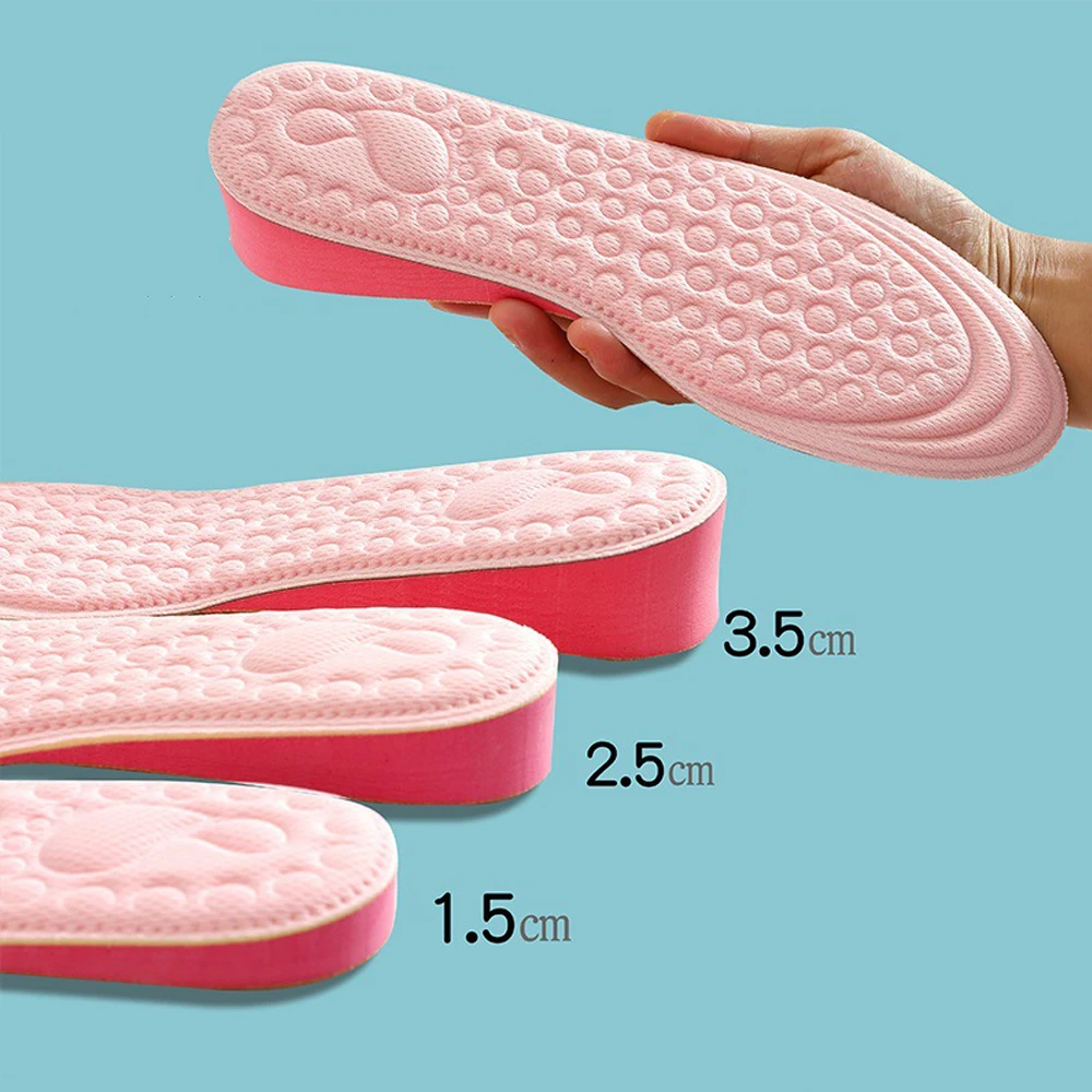 Invisible Height Increase Insoles for Women Shoes Taller Memory Foam Comfort Sole Heightening Insoles Foot Massager Shoe Pads