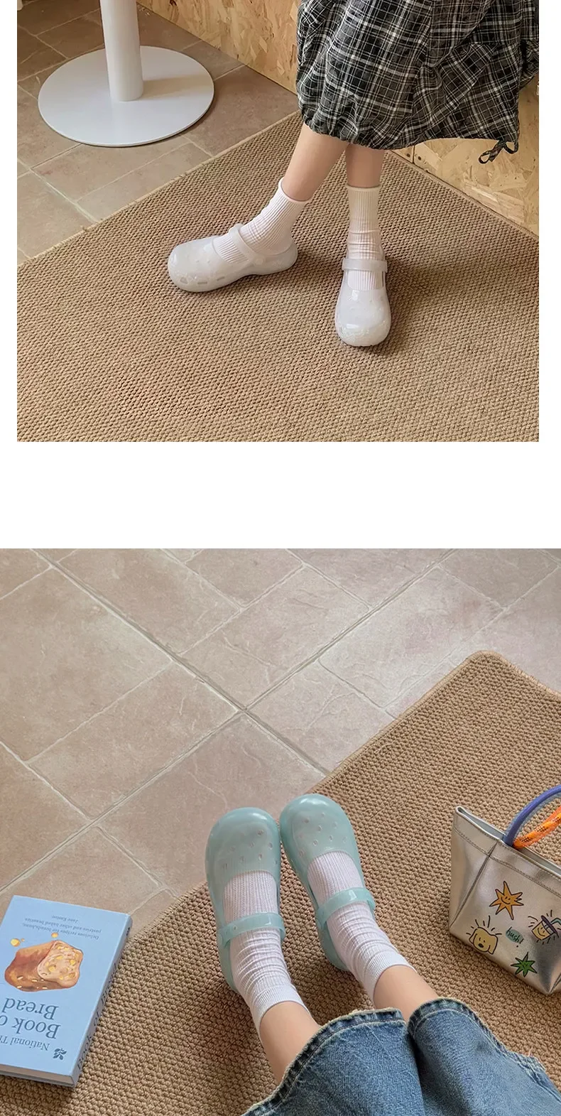 SHAJI Sommer Damen Kristall-Ballett-Clogs Runde Zehenpartie Süße Japanische EVA Anti-Rutsch-Sandalen Reise Alltag Pendeln Studenten-Slides – Detail 12