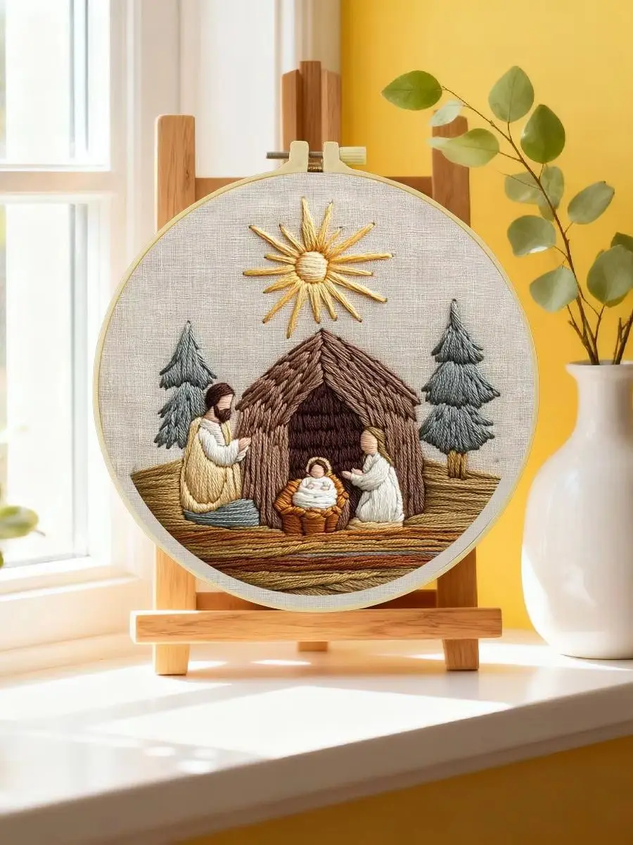 1 Stück 20X20CM/15X15CM 7,87/6,3 Zoll Religiöses Stickerei-Starter-Kit DIY-Kit DIY-Stickerei-Set Handarbeiten Malerei – Detail 6