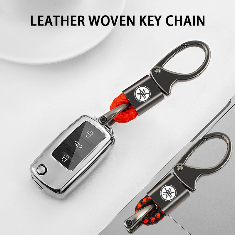 Motorcycle Leather Braided Woven Rope keychain Metal Alloy Pendant Key Chain Holder for YAMAHA MT09 MT07  MT 09 07 03 10 GT