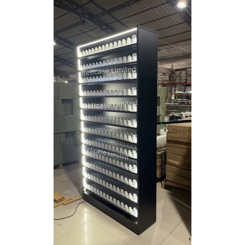 Custom, Retail Smoke Shop Shelves Metal Tobacco Display Storage Cabinet Store Metal Display Rack