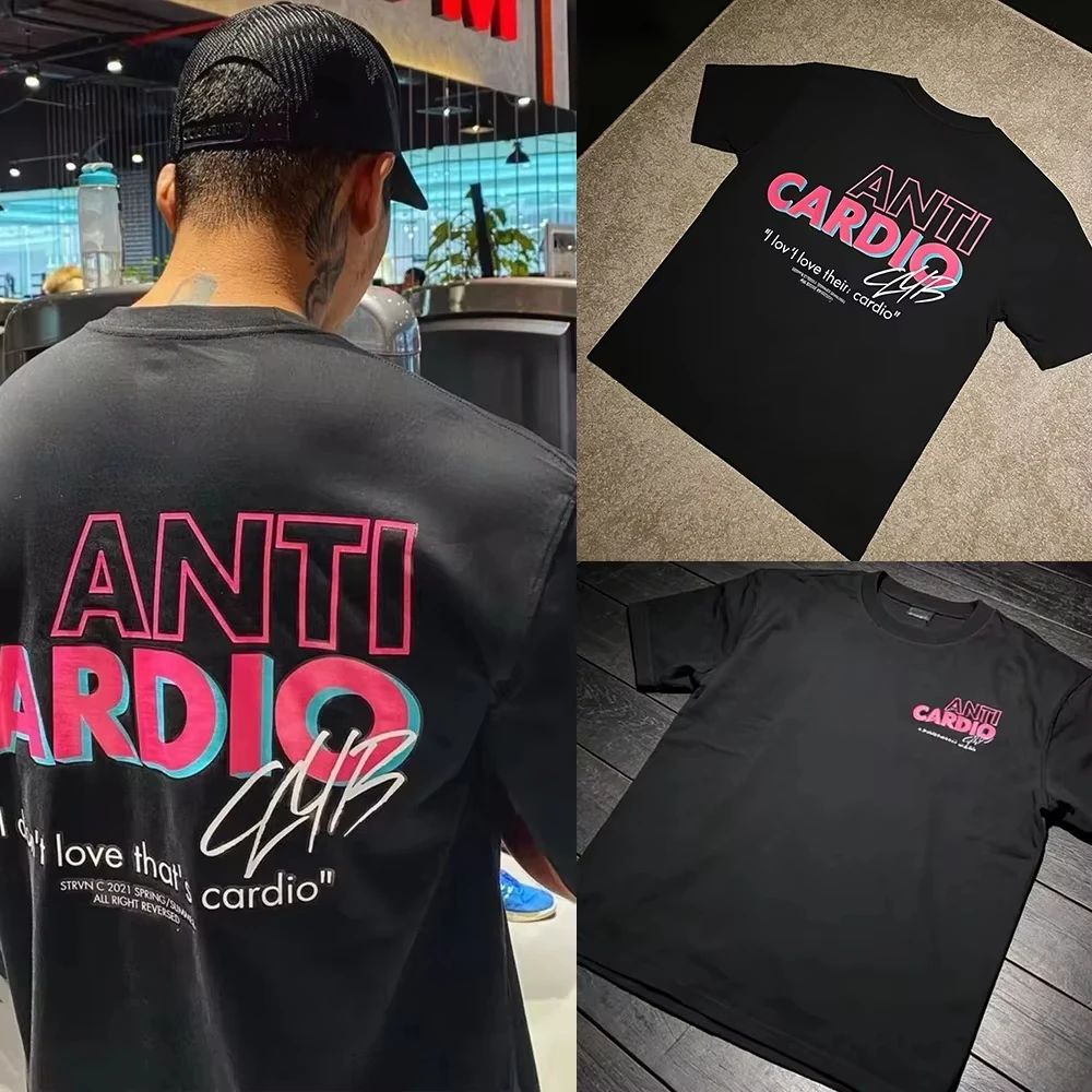 2026 Unisex Gym Contrast Color Text T-shirt Oversized Short Sleeve Tee Casual Workout Print Loose Summer Cotton Trendy Top