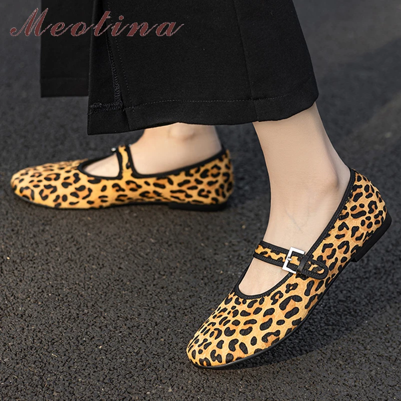 

Meotina/женские туфли Мэри Джейн из натуральной кожи на плоской подошве с круглым носком и пряжкой, лаконичные перчатки, женская модная повседневная обувь, весна-осень 40