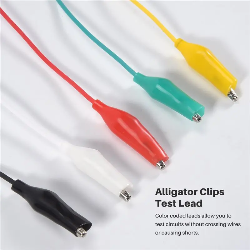 -10Pcs 5-Colors Double Ended Alligator Clips Test Lead Jumper Wire 50Cm