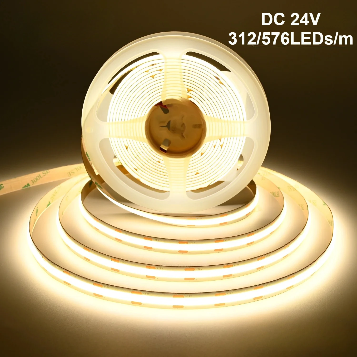JOYINLED Linear Dimmable 24V COB LED Strip Light 576LEDs/m High Density Flexible LED Ribbon Tape Ra90+ 3000K 6000K LED Lighting