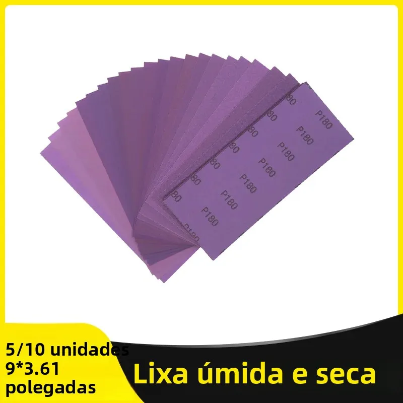 Lixa seca molhada 9x3.6 polegadas folha de lixa 60 to10000 grão para madeira automotiva metal móveis polimento acabamento 5/10 peça