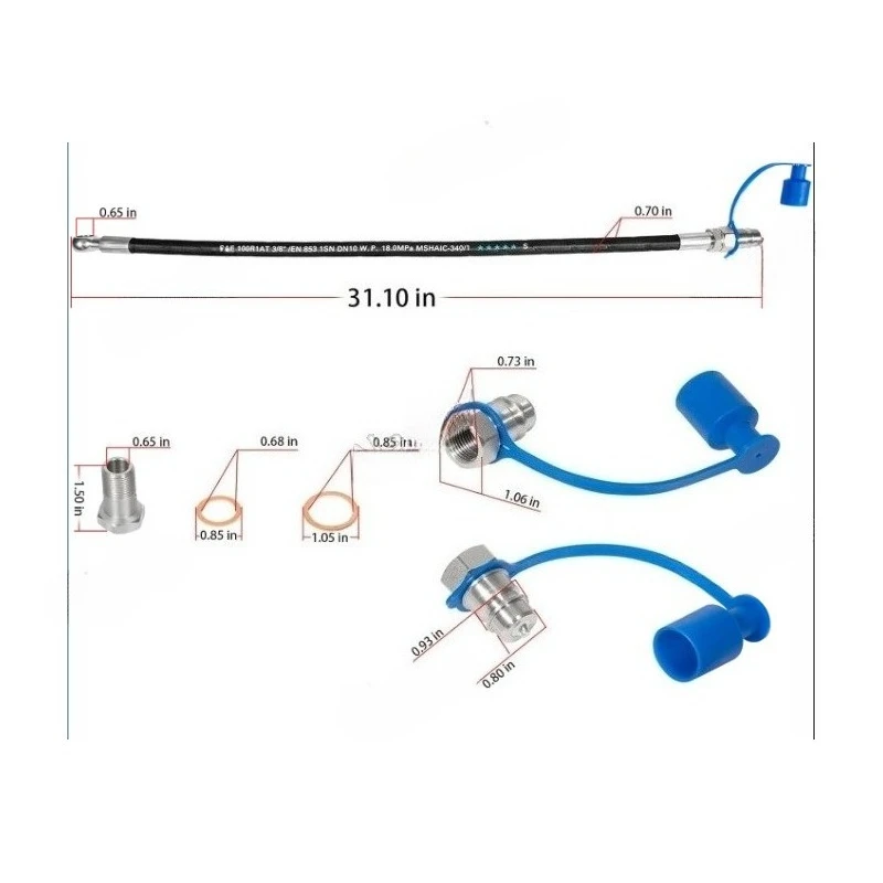 Two-Way Check Valve Hydraulic Cylinder SPH320033 Hydraulic Top Link Cat. 1-1 with Locking Block 20 7/8” - 31 7/8” with 2 x Hose