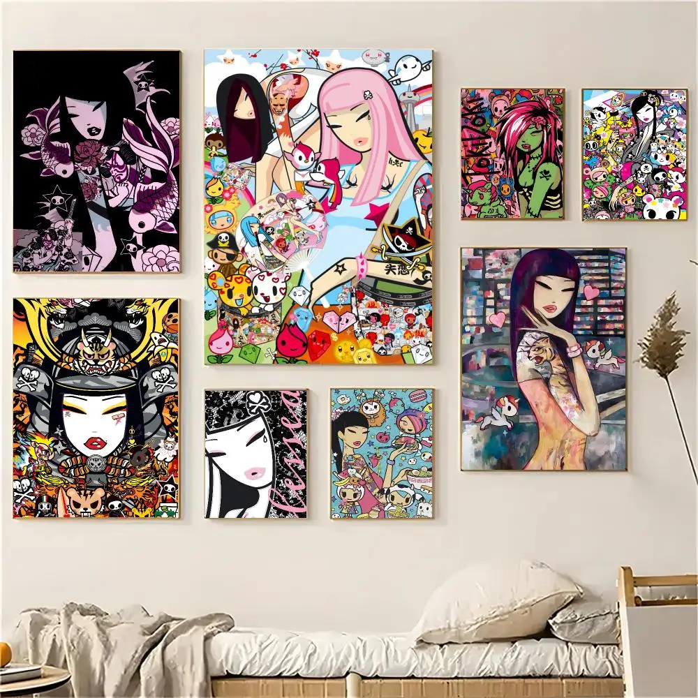 Tokidoki Brand Pop Street Poster Self-adhesive Decal Living Room Bedroom Party Bar Decor Moisture-proof Fade-resistant