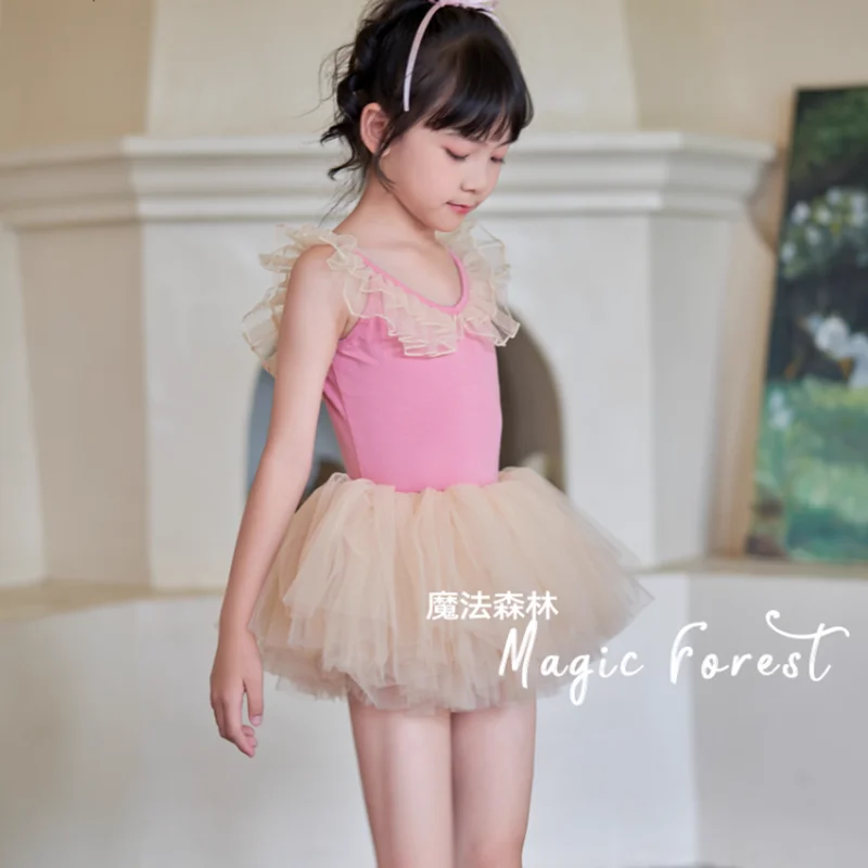 ชุดเต้นบัลเลต์สำหรับเด็กผู้หญิง ชุดยิมนาสติกเด็ก กระโปรงบัลเลต์ ชุดกระโปรงฟูฟ่อง สำหรับการแสดงบนเวที