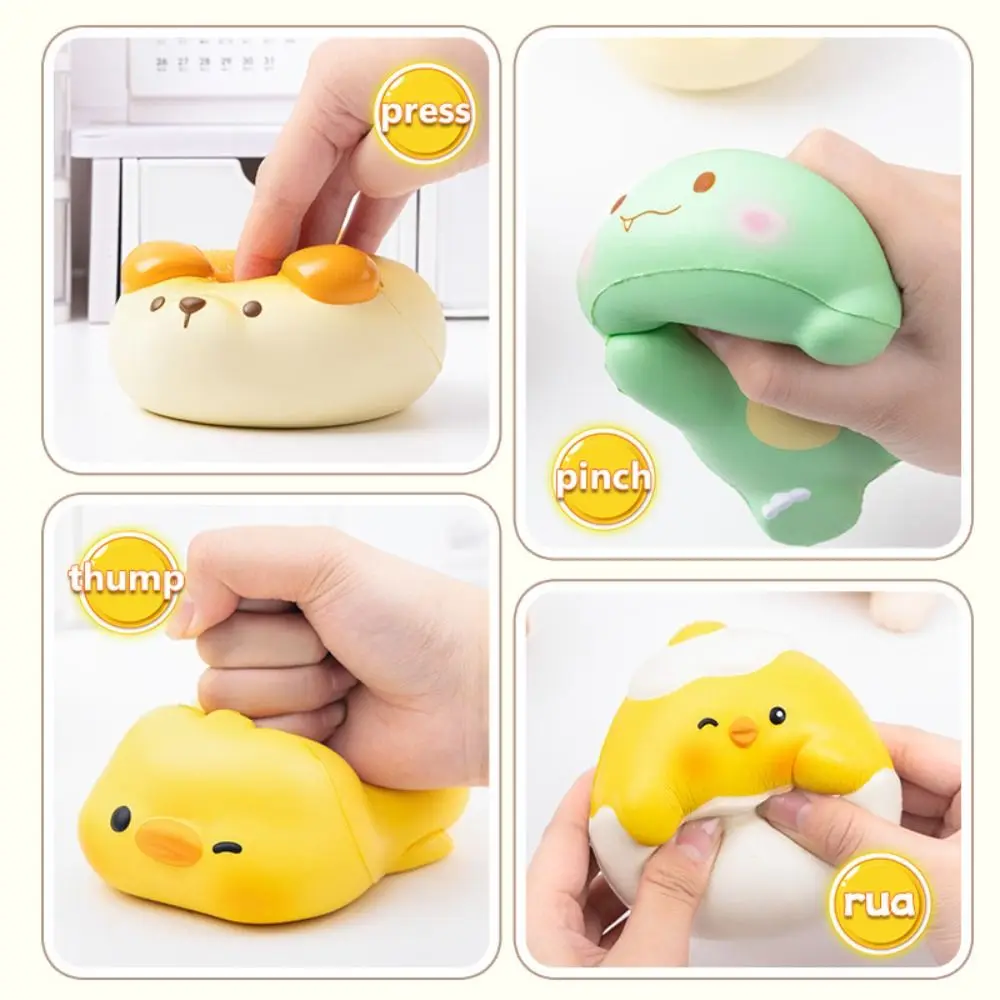 Creative Chick Bread Dog Fidget Toys Duck Soft Siamese Cat Slow Rebound Toy Round PU Dinosaur Squeeze Sensory Toys Kids