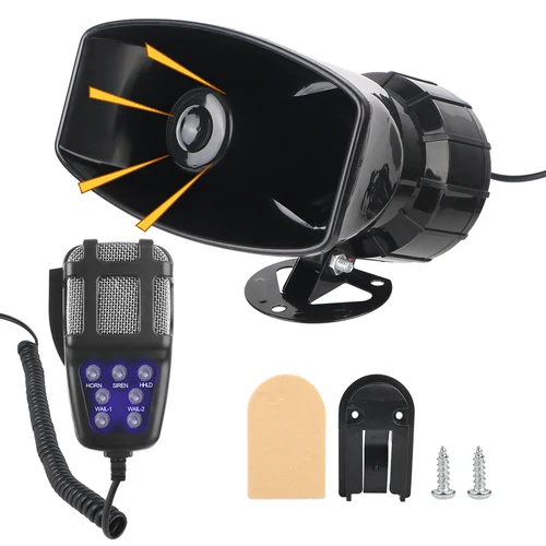 Sirena de policía bocina de aire altavoz multicolor y bocina bocina alarma de advertencia de coche megáfono 120DB fuerte 12V 100W 7 sonidos bocina de coche