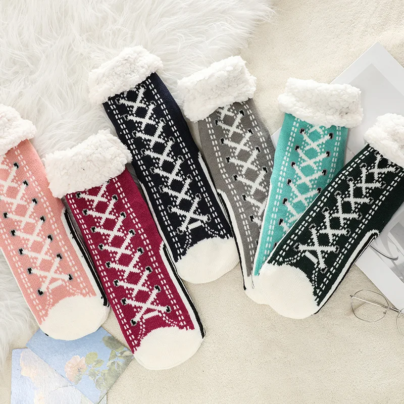 Women Knitted Socks Autumn Winter Bedroom Christmas Snow Socks Woman Keep Warm Terry Thicken Carpet Floor Socks Chaussettes