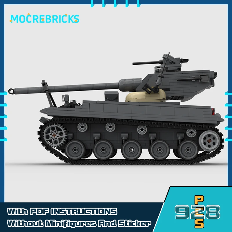 Licht Gevechts AMX-13 Tank V2 Rupsbanden Pantservoertuig Model Diy Bouwstenen Kleine Deeltjestechnologie Baksteen Kinderspeelgoed