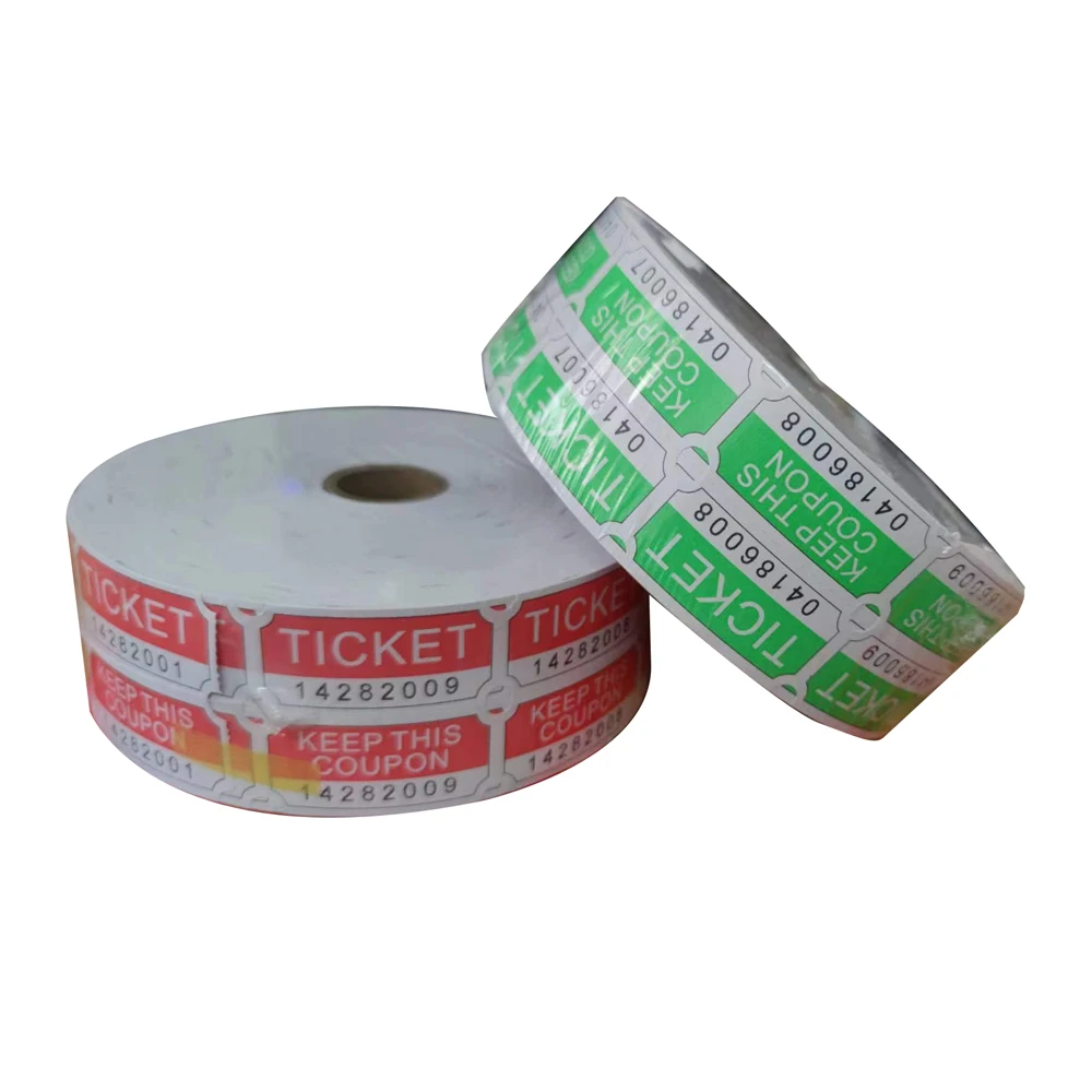 Custom Reel Serienummer Dubbele Rij Running Code Loterij Ticket Party Uitwisseling Coupon Blauw En Wit 2000 Stuks Per Rol