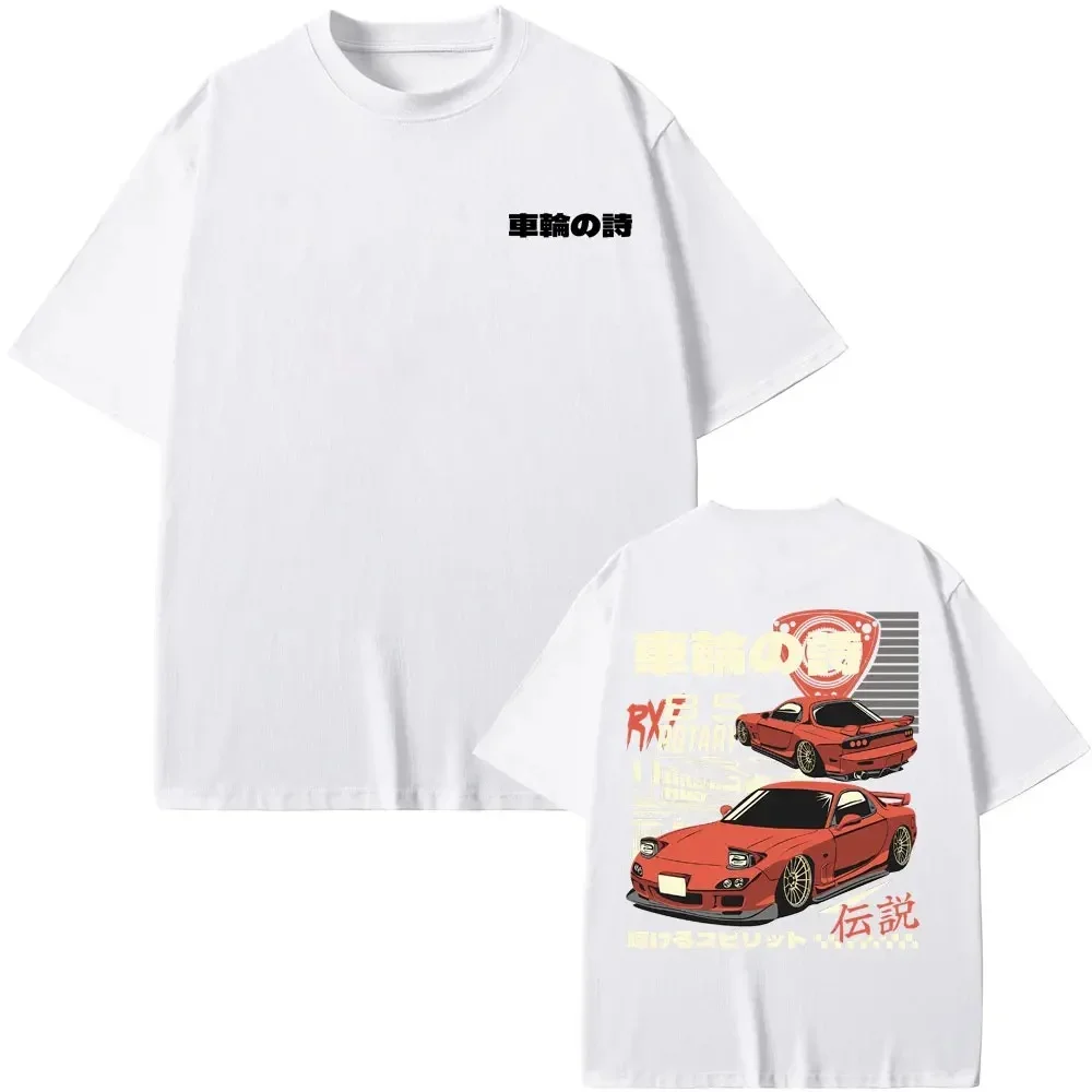 Trendy anime Initial D Drift AE86 double-sided print RX-7 R34 Skyline GTR JDM Men's vintage Harajuku oversized T-shirt