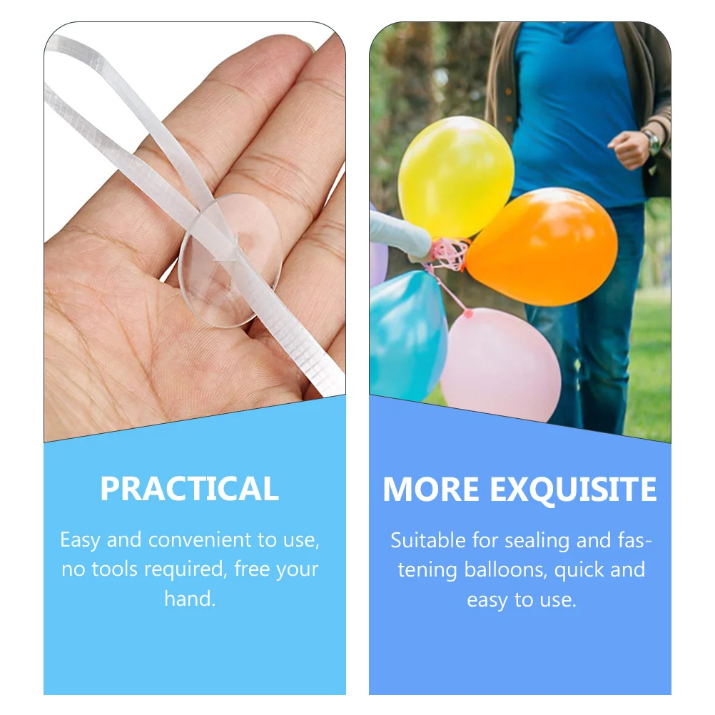 

100pcs Balloon Ribbon Lock Clips Plastic Sealing Tools White Tie Metallic Blue Party Accessories Birthday Decorations