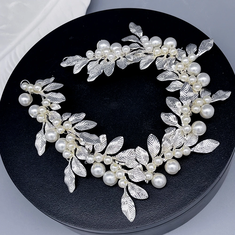 DZ245 Luxury Wedding Headbands Alloy Leaves Bridal Hair Accessories Rhinestone Crown Hairband Bride Tiaras Handmade Headpiece