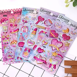 3D Glitter Shining Stickers Self-Adhesive Bling Craft Shaking Puffy Foil Sticker for Decorative Scrapbooking Girls DIY Gift Toy