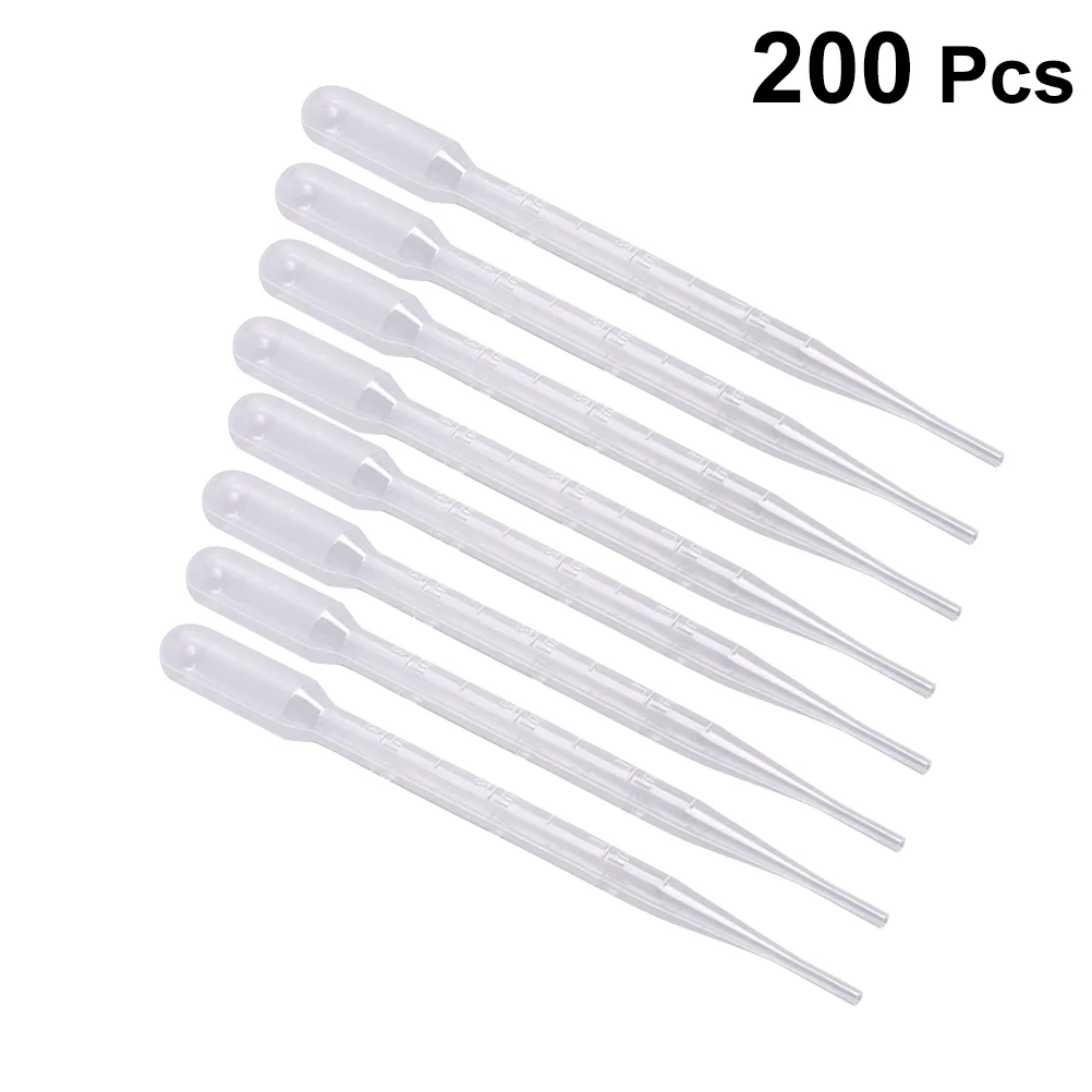 200pcs 3ml 155mm Plastic 13g Droppers Disposable Transfer Pipette Practical Pipettes with Scale plastic pipettes