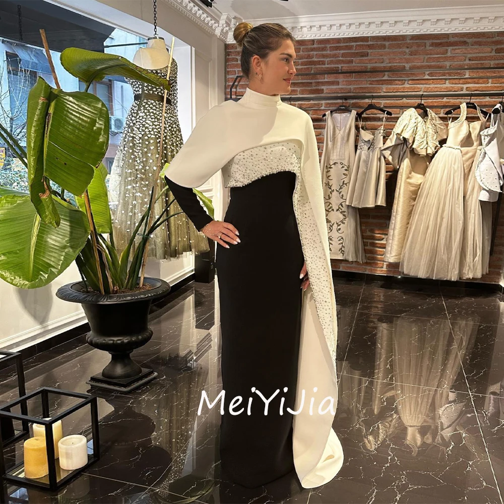 

Meiyijia Evening Dress Scoop Neckline Beaded Long Sleeves Button Saudi Arabia Sexy Evening Birthday Club Outfits Summer 2024