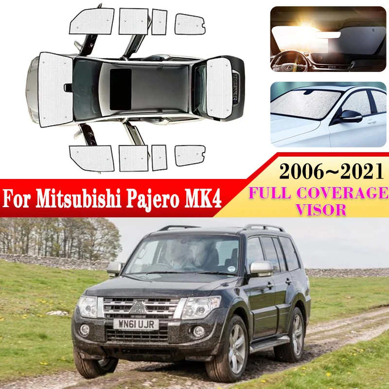 Car Cover Visor For Mitsubishi Pajero 4 Accessories Montero Shogun V80 V73 V93 2006~2021 Windshield Anti-UV Sun Protector Covers