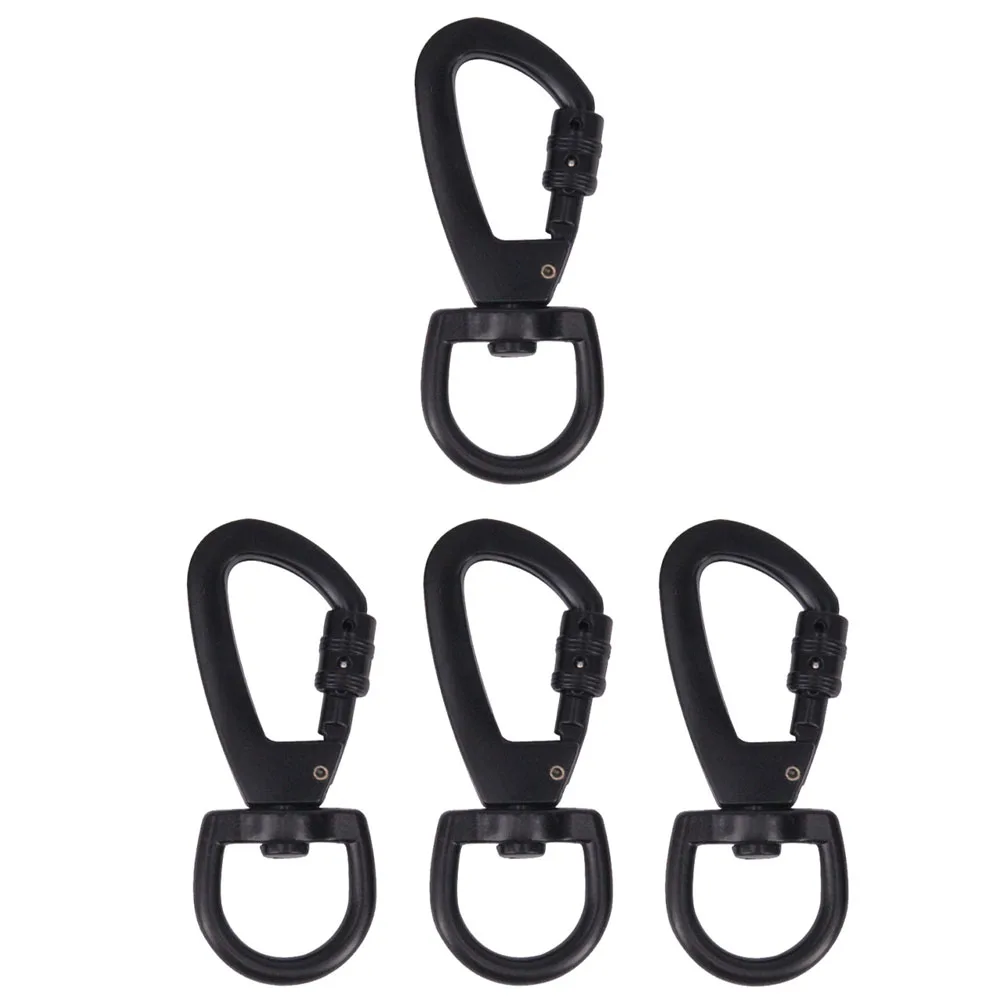 

4pcs Zinc Alloy D-Shaped Black Buckle Keychain Snap Hook For Dog Collar Luggage Diy Accessories Outdoor Camping Lightweight