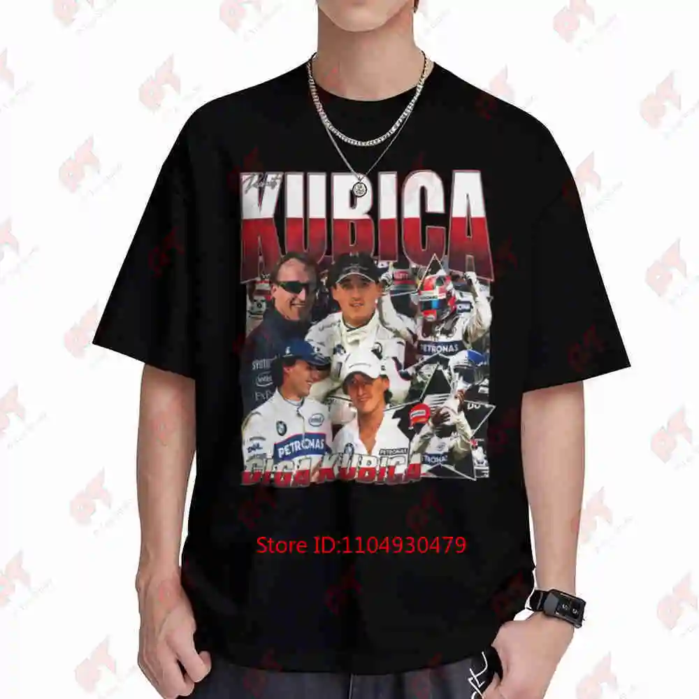 Robert Kubica Collage Retro Racing Short Sleeve Tee 100% Cotton T-Shirt